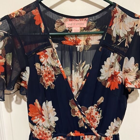 Band of Gypsies Black Floral Maxi Faux Wrap Dress - Picture 2 of 7